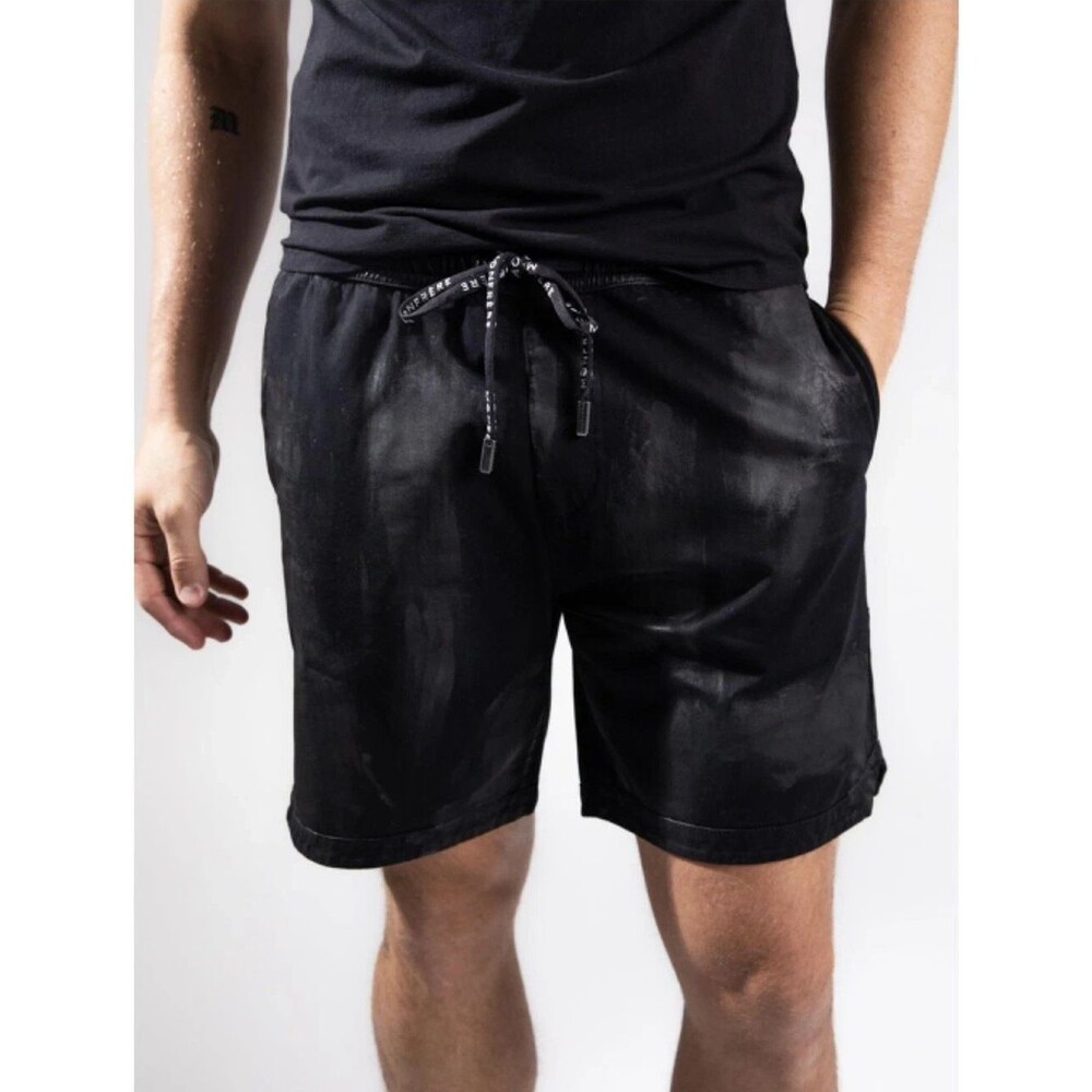 Monfrere Shorts Mens XL Black Coated Noir Drawstring West Relaxed Short $228